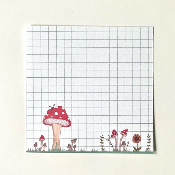 ✨handmade by me✨ cottagecore 🍄 grid & lined memo sheets 3” x 3” - Picture 9 of 11